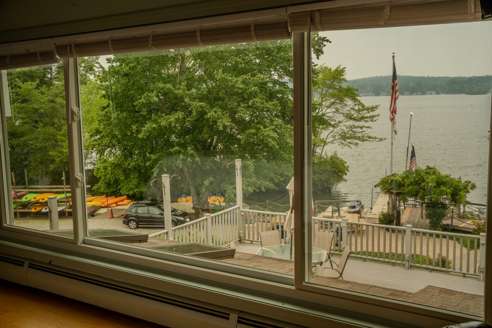 Lake and marina view from the living room window