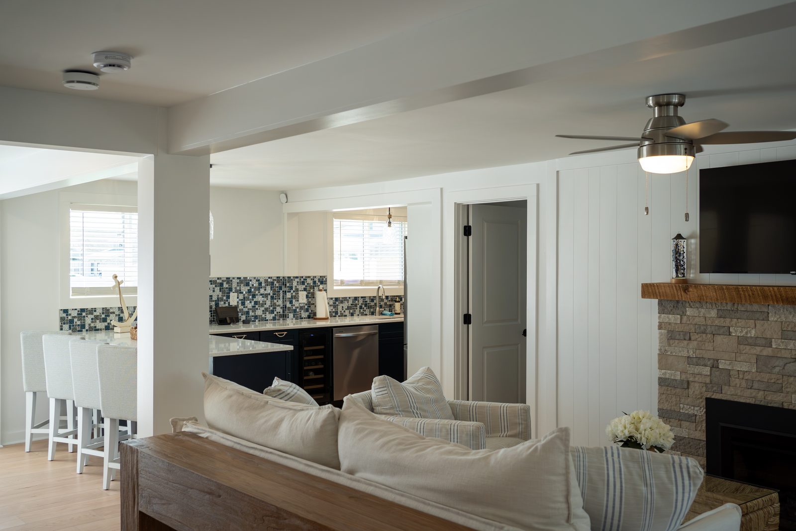 Open living area looking through to the kitchen and dining table